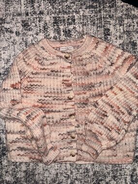And Now This Cream & Pink Marled Button Cardigan